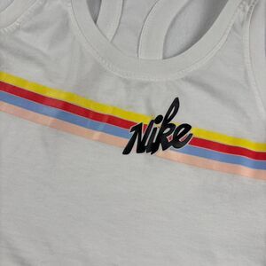 Nike Women’s White Tank Top Rainbow Stripe Size Medium Retro Athletic